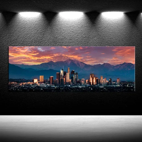 Miniatura 2 de iKNOW FOTO Lienzo de paisaje urbano para pared, póster de California in Sunrise, impresiones en lienzo de arte famoso de Estados Unidos, decoración