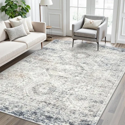 Miniatura 188 de Alfombra de pasillo Soalmost 2'6" x 10' lavable, alfombra antideslizante para cocina, baño, lavandería, alfombras vintage ultra delgadas para Beige
