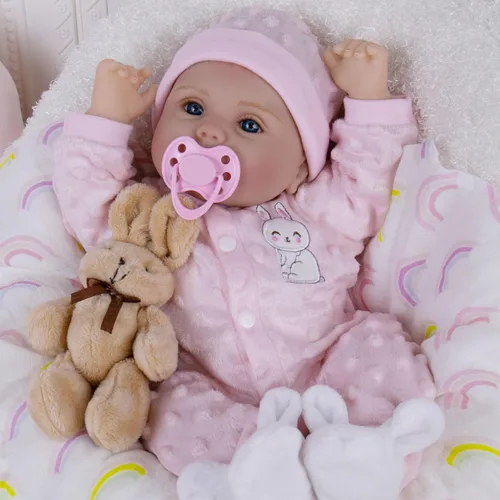 Milidool Muñecas de bebé Reborn de 18 pulgadas, muñeca realista de bebé recién nacido, muñecas de silicona de aspecto real, con accesorios completos