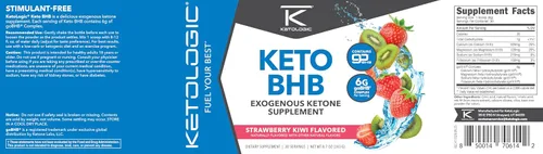 Miniatura 5 de Ketologic Keto BHB (sabor fresa y kiwi) 30 porciones - Suplemento de cetona exógena con goBHB, sales de beta-hidroxibutirato