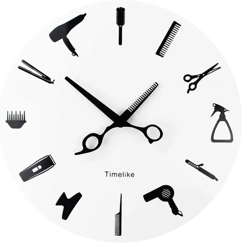 Timelike Barber Equiment Tools Reloj de pared Diseño moderno Barbería Negocios Señal Reloj de pared Belleza Peluquería Reloj de peluquería Regalo de