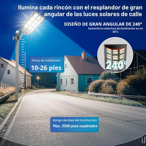 Miniatura 5 de Luz solar de calle de 8000 W, impermeable, 240000 lúmenes, funciona con energía solar, luces de estacionamiento grandes, luz de calle grande