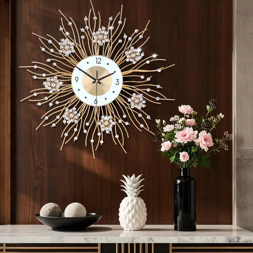 Miniatura 5 de SIN&MI Relojes de Pared Grandes, Reloj de Pared Decorativo Elegante Silencioso con Forma de Girasol, Reloj Moderno Redondo sin Tictac con Esfera