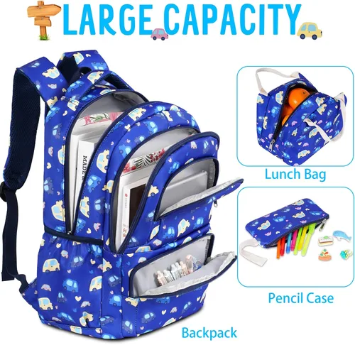Miniatura 2 de Mochila para niñas, mochila escolar con nubes de arco iris, mochila escolar ligera con lonchera y estuche para lápices