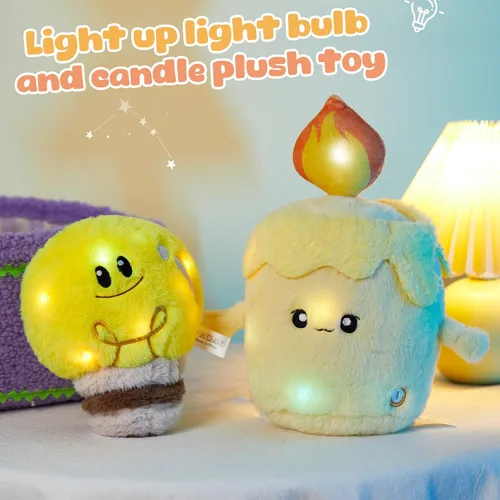 Miniatura 6 de WEWILL Bombilla de 8 pulgadas con luz de animal de peluche, lindo juguete de peluche suave, cumpleaños, Navidad, vacaciones, fin de semana, regalo
