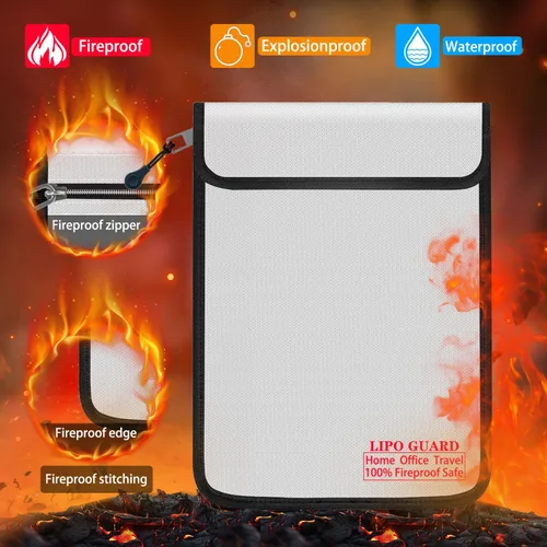 Miniatura 2 de Bolsa de seguridad Lipo ignífuga de 5 x 8 pulgadas con cremallera ignífuga, borde ignífugo, alambre ignífugo, oficina en casa, viajes