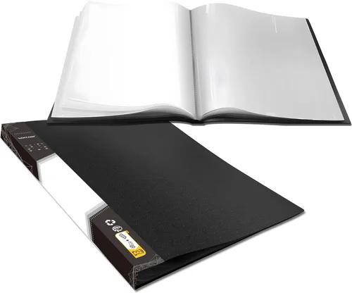 Carpeta de portafolio de arte, 40 fundas transparentes protectoras de papel, libro de presentación transparente de 80 páginas para obras de arte,