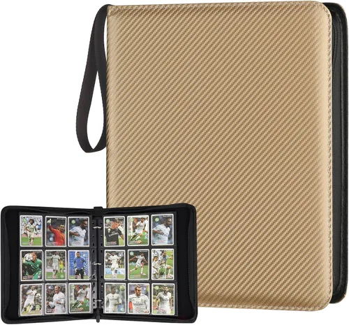 Miniatura 58 de GERMUN Carpeta de tarjetas de poliuretano, 16 bolsillos, carpetas de soporte premium para más de 1000 tarjetas, álbum de bolsillo de doble cara