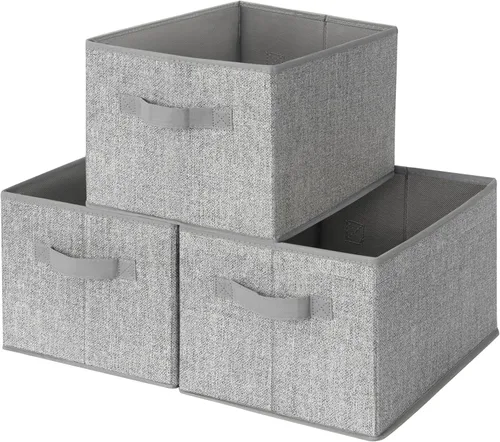 Miniatura 23 de GRANNY SAYS Contenedores de tela para almacenamiento, contenedores de armario para estantes, canasta de almacenamiento con asas, cajas de Gris ceniza