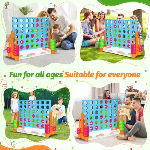 Miniatura 6 de GADFISH Gigante 4 en una fila: 2.6 pies de alto para exteriores 4 en una fila, perfecto para uso en interiores y exteriores, juego gigante de 4