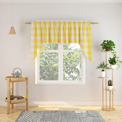 Miniatura 39 de Cenefas de cortina para ventana de 16 pulgadas de largo, 2 paneles de cuadros búfalo, cortinas pequeñas con bolsillo para barra, estilo clásico