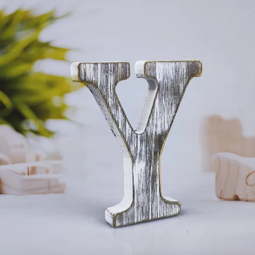 Miniatura 25 de Letras de madera rústica sin terminar de 4 pulgadas para decoración de pared, letras decorativas de pie en rodajas, decoración de tablero