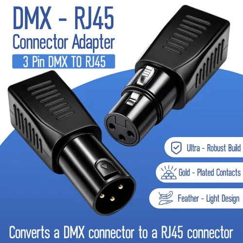 Miniatura 3 de Kit adaptador DMX a RJ45, convertidor XLR a Ethernet de 3 pines y 5 pines, paquete de 2 unidades (macho y hembra), utiliza cable CAT-5/CAT-6