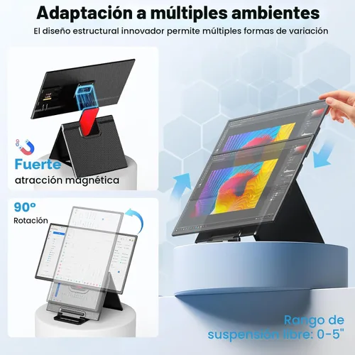 Miniatura 6 de Monitor portátil grande de 24 pulgadas, extensor de pantalla para laptop, 1080P FHD 100HZ IPS, monitor de viaje para trabajo en casa, pantalla