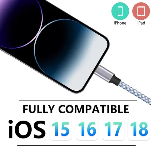 Miniatura 3 de DAZHWA Paquete de 3 cargadores para iPhone de 6 pies, certificado MFi, mejor cable Lightning trenzado de nailon para teléfono celular, cable