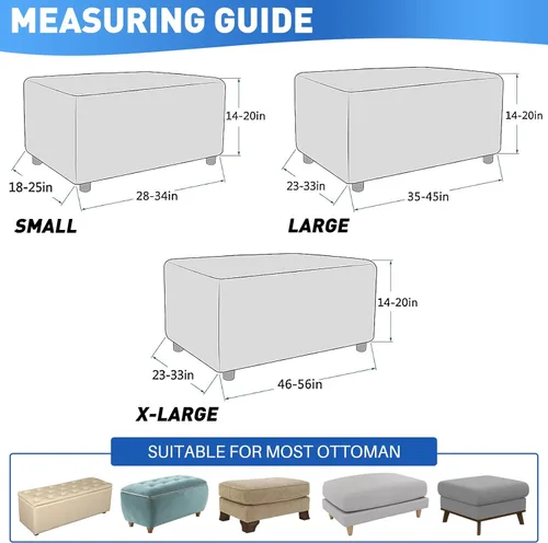Miniatura 6 de MAXIJIN Fundas para otomano de jacquard, fundas protectoras para taburete plegable, protector de muebles, funda suave y gruesa rectangular