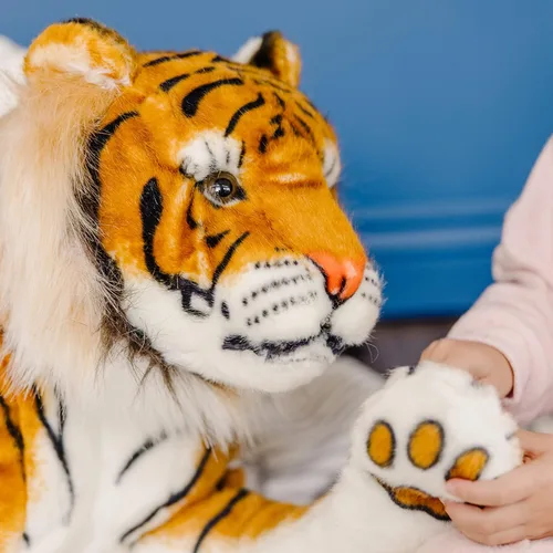 Miniatura 9 de Tigre gigante de peluche de Melissa & Doug, realista (más de 5 pies de largo)
