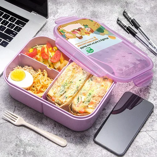 Miniatura 5 de MISS BIG® Lonchera Bento para adultos, fiambrera, a prueba de fugas, sin BPA y sin tintes químicos, para lavavajillas y microondas