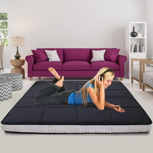 Miniatura 6 de LILYPELLE Colchón tipo futón, acolchado japonés, cubrecolchón acolchado para cama, colchón plegable, grueso y plegable, transpirable, tumbona