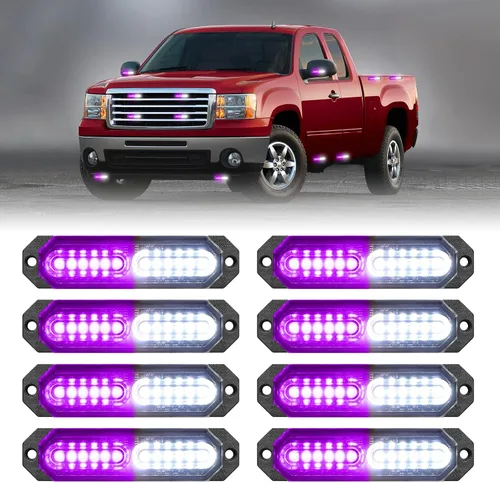Miniatura 18 de HLauto 1200T Luces de rejilla estroboscópicas de emergencia: 8 piezas 12 LED con función de sincronización, luces de advertencia de seguridad