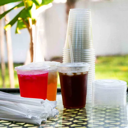 Miniatura 2 de Togo - Vasos de plástico desechables transparentes de 16 onzas con tapas planas y pajitas, tazas desechables para café helado, ideales para fiestas