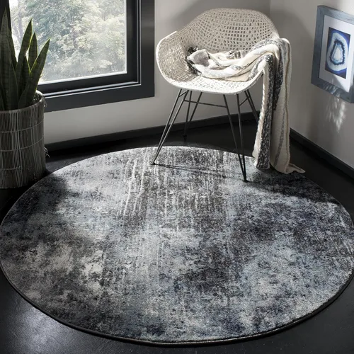 Miniatura 8 de SAFAVIEH Galaxy Collection - Alfombra para pasillo, 2 pies 3 pulgadas x 8 pies, carbón y azul, diseño abstracto moderno, no desprende pelusa