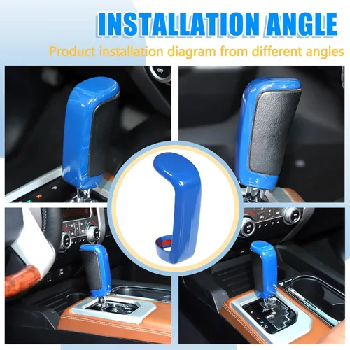 Miniatura 7 de Cubierta de la cabeza de la palanca de cambios de la consola central para Toyota Tundra 2014-2021 accesorios de coche (azul)