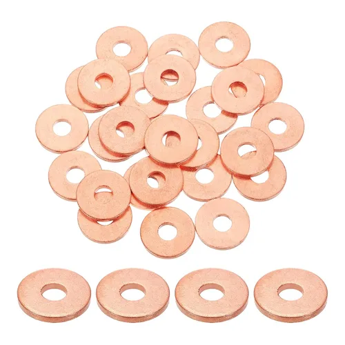 Miniatura 17 de uxcell 75 anillos de sellado de arandela plana M36 de cobre, 1.417 in ID 1.654 in OD 0.059 in de grosor, arandelas de trituración de cobre, junta