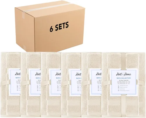 Miniatura 11 de Arkwright - Juego de 6 toallas de baño, 100% algodón súper suave, 600 GSM, de secado rápido y absorbente, artículos de lujo para el baño con 2 Lapis