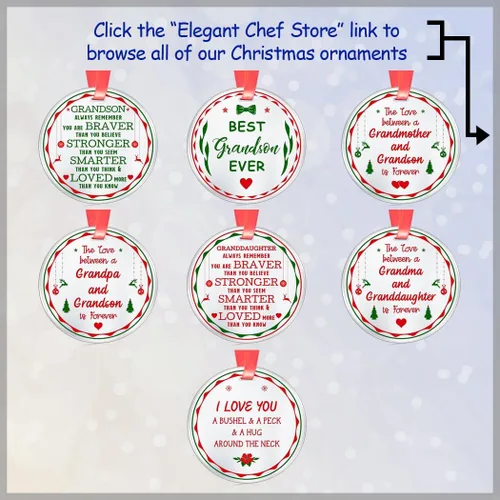Miniatura 5 de Elegant Chef Adorno de Navidad para nieto, Always Remember You are Braver Stronger Smarter, regalo inspirador motivacional de la abuela y el abuelo