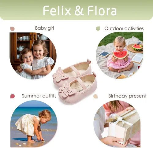 Miniatura 22 de Felix & Flora Zapatos de bebé de suela suave - Zapatos de bebé para caminar, mocasines, suela de goma, zapatos de cuna