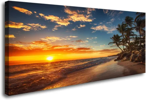 Miniatura 14 de DZL Art S74769 - Impresión de Pintura en Lienzo Paraíso Isla Tropical Playa con Palmeras Impresión Fotográfica Imágenes de la Naturaleza Arte