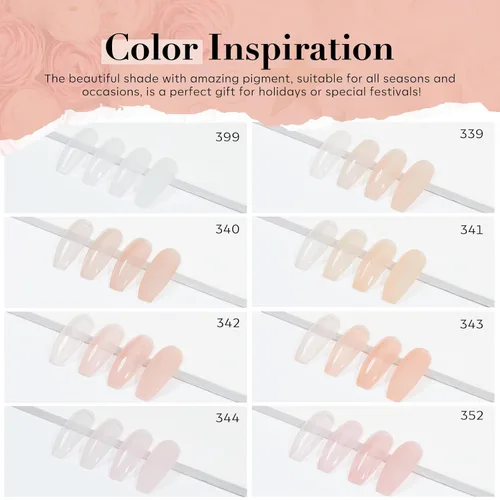 Miniatura 6 de AZUREBEAUTY Kit de uñas en polvo de inmersión, gelatina translúcida blanca lechosa, rosa desnudo, neutro, claro, 8 colores, juego de polvo