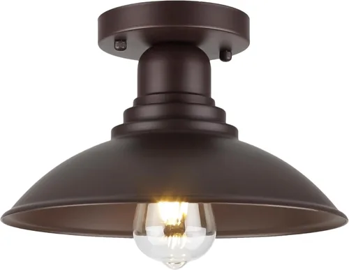 Miniatura 10 de Luz de Granero de Cuello de Ganso de Bronce Rústica Estilo Granja, Iluminación de Tocador de Cabaña Interior con Casquillo Base E26, Aplique