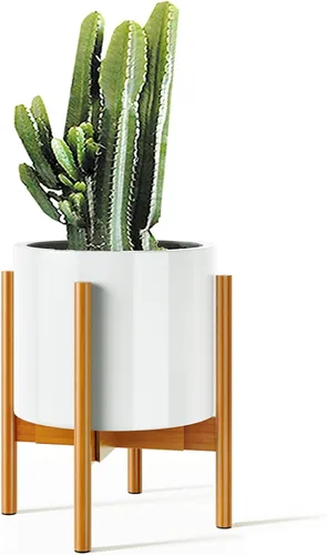 Miniatura 7 de Soporte ajustable para plantas (de 8 a 12 pulgadas), soporte de bambú moderno de mediados de siglo para plantas (15 pulgadas de altura), soporte