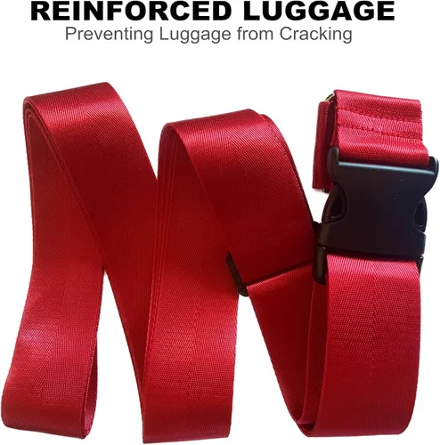 Miniatura 9 de Correas cruzadas de equipaje para maletas de 20-34 pulgadas Correa de equipaje cruzada Correas de equipaje extra largas para maletas grandes (rojo)