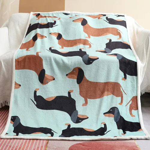Miniatura 9 de Manta de perro salchicha Weiner, manta de perro salchicha con texto en inglés "I Love Dachshunds" para adultos, regalo súper suave para los amantes