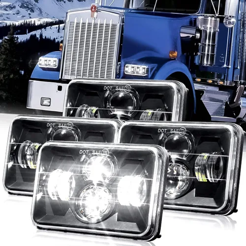 Miniatura 11 de Faros delanteros LED 4x6 aprobados por puntos, 2 unidades, rectangulares de 45 W, Hi/Bajo, faros delanteros para Kenworth T800 W900 Peterbilt 378