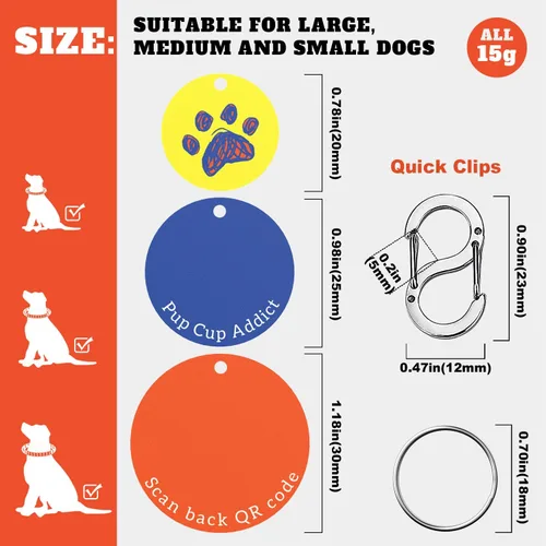 Miniatura 5 de Etiqueta de identificación de perro personalizada con código QR con almacenamiento de información de mascotas en línea Modifiable