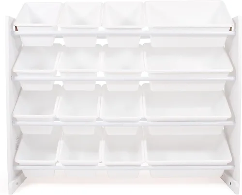 Humble Crew Organizador de almacenamiento de juguetes de gran tamaño con 16 contenedores extraíbles, blanco/blanco, gran almacenamiento de juguetes