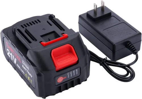 Batería de litio de 21 V con pantalla eléctrica de cantidad, batería de 4.0 Ah con adaptador de cargador indicador LED compatible con soplador de