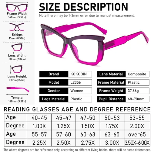 Miniatura 4 de Paquete de 4 elegantes lentes de lectura para mujer, a la moda, grandes, con bloqueo de luz azul, con bisagra de resorte