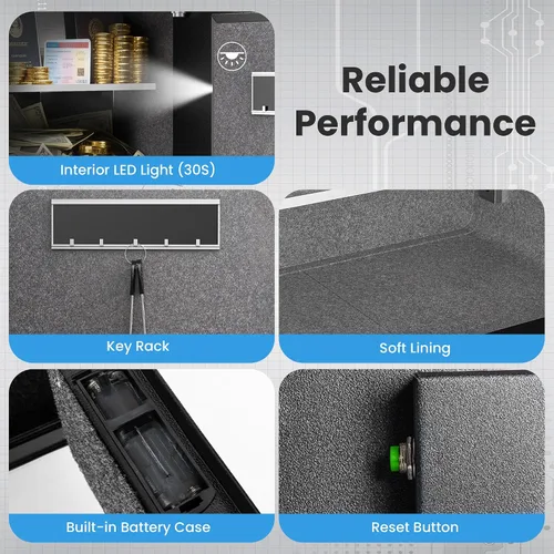 Miniatura 5 de Locksworth Caja de seguridad antirrobo de 1.4 pies cúbicos con bolsa impermeable ignífuga, caja de seguridad electrónica para el hogar, oficina