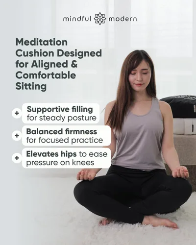 Miniatura 2 de Mindful Modern Cojín grande de meditación para Zafu Yoga - Almohada de meditación para sentarse en el suelo - Cojín de yoga relleno de cáscara