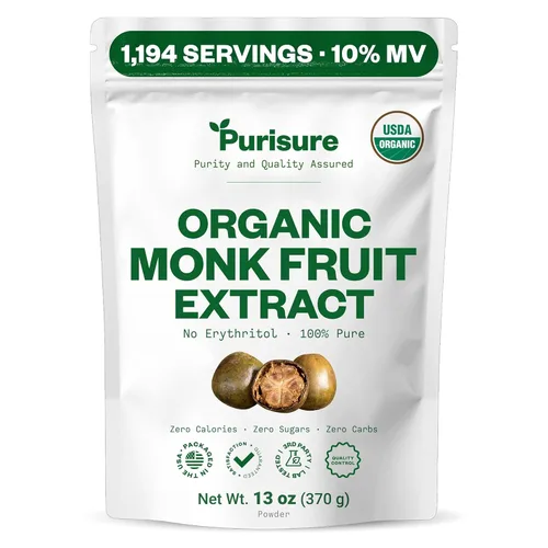 Miniatura 9 de Extracto de fruta de monje orgánico en polvo, 4.41 oz (4.4 onzas), sin rellenos, edulcorante puro de extracto de fruta de monje orgánico USDA sin