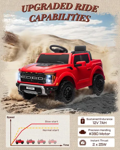 Miniatura 8 de First Ride On - Auto Ford F-150 Raptor de 12 voltios con licencia para niños, juguetes para montar con control remoto, vehículo eléctrico para niños
