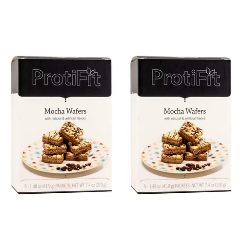 PROTIFIT - Barra de oblea de moca alta en proteínas, 2 unidades, 0.51 onzas de proteína, baja en calorías, baja en carbohidratos, baja en grasas,