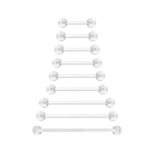 Miniatura 7 de Piercing para lengua de acrílico flexible de 0.49 oz, transparente, para el trabajo, embarazo, resonancia magnética, cirugía y más, 0.47 a 1.49