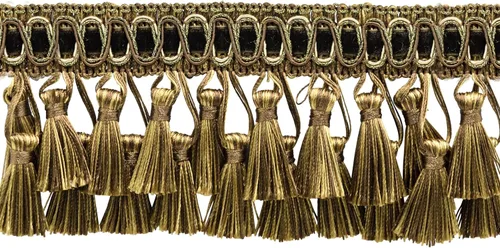 Miniatura 4 de Colección Noblesse de 3" (7.5cm) Elaborado con flecos de borla de dos niveles # TFH3D, oro canario #4875 (oro oscuro, oro amarillo) paquete de valor