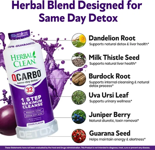 Miniatura 5 de Desintoxicante Herbal Clean, Q carbo 32, uva líquida, 32 onzas